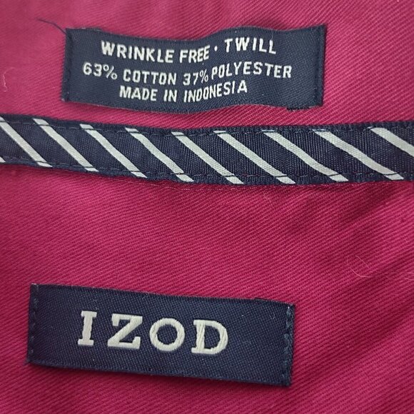 Izod Men's Magenta Cotton Blend Twill Dress Shirt Size 18.5 Tall (35/36) - Picture 11 of 13